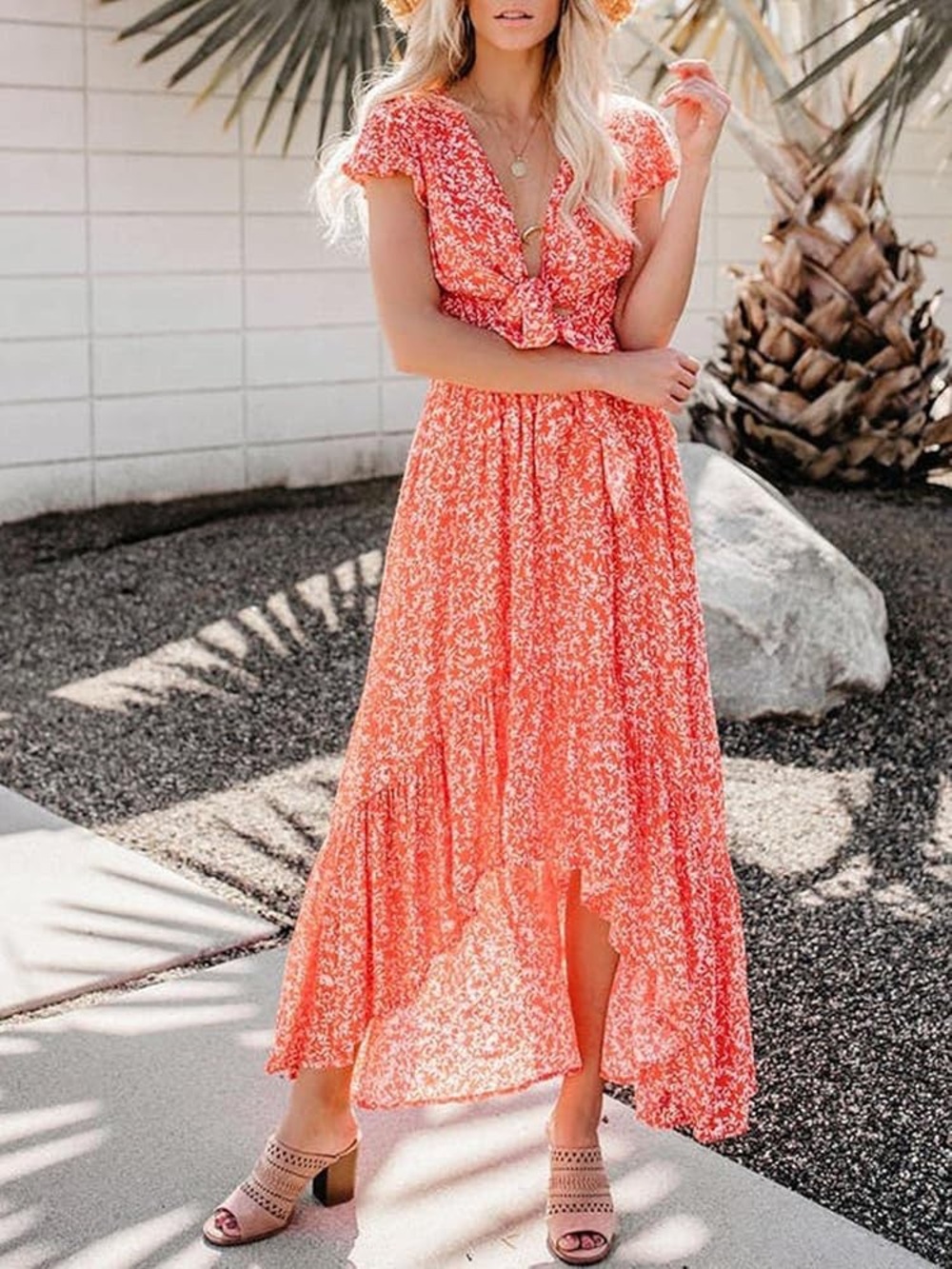 Vici Floral Tie-Front Maxi Dress